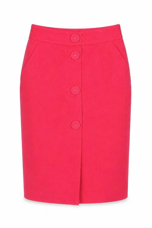 Next Womens Pink Polyester Straight & Pencil Skirt Size 12 Zip - Button Detail
