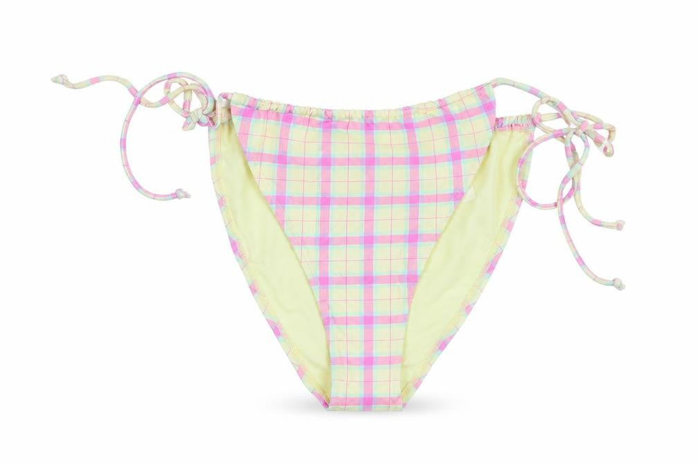 Bershka Womens Multicoloured Check Polyester Swim Bottom Size L - Tie
