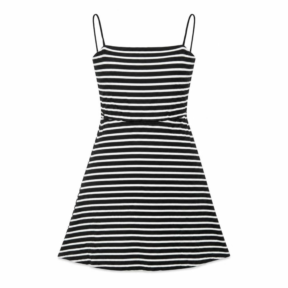 Divided by H&M Womens Black Striped Viscose A-Line Size 6 Square Neck Pullover