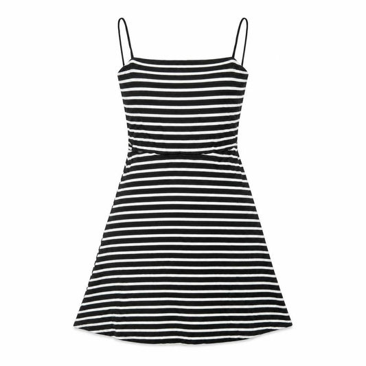 Divided by H&M Womens Black Striped Viscose A-Line Size 6 Square Neck Pullover