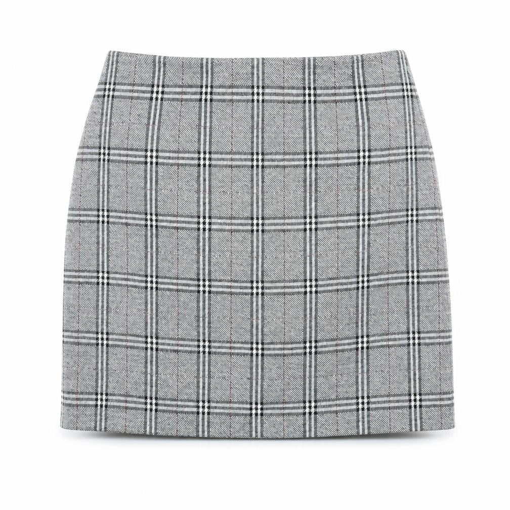 Marks & Spencer Womens Grey Check Polyester A-Line Skirt Size 12