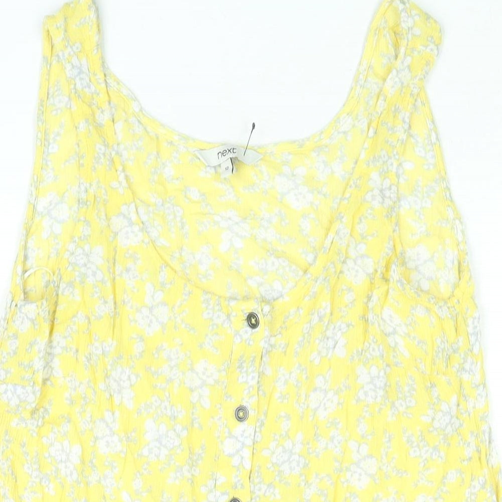 NEXT Womens Yellow Floral Viscose Camisole Blouse Size 12 Scoop Neck