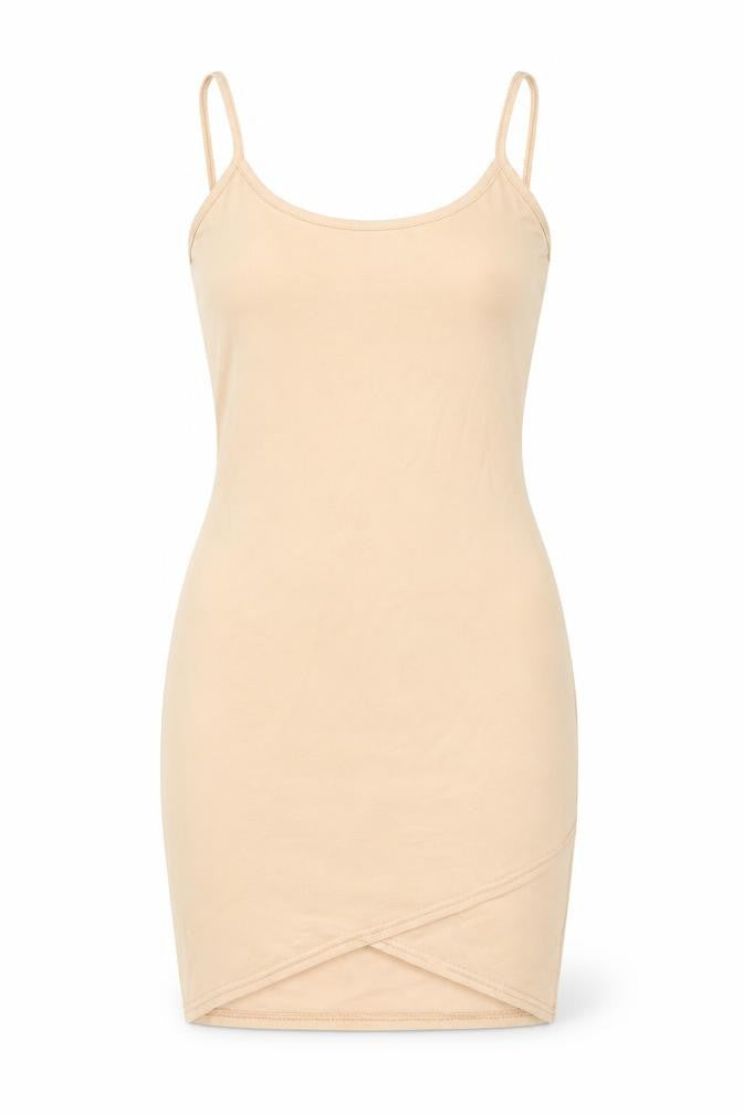 PRETTYLITTLETHING Womens Beige Polyester Mini Size 8 Scoop Neck Pullover