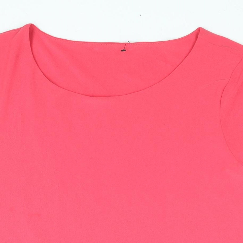 Phase Eight Womens Pink Polyester Basic Blouse Size 16 Round Neck