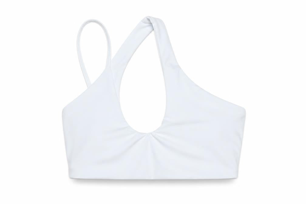 PRETTYLITTLETHING Womens White Polyester Cropped Blouse Size 12 One Shoulder