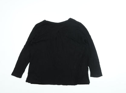 Back view of Oui women’s black viscose basic blouse, size UK 16, v-neck - velour