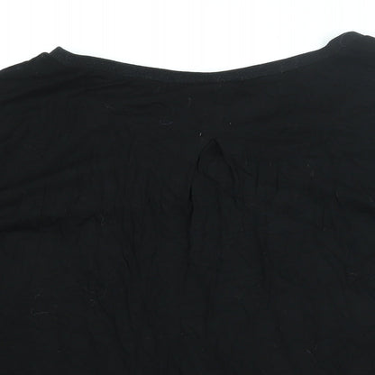 Brand and care label for Oui women’s black viscose basic blouse, size UK 16, v-neck - velour