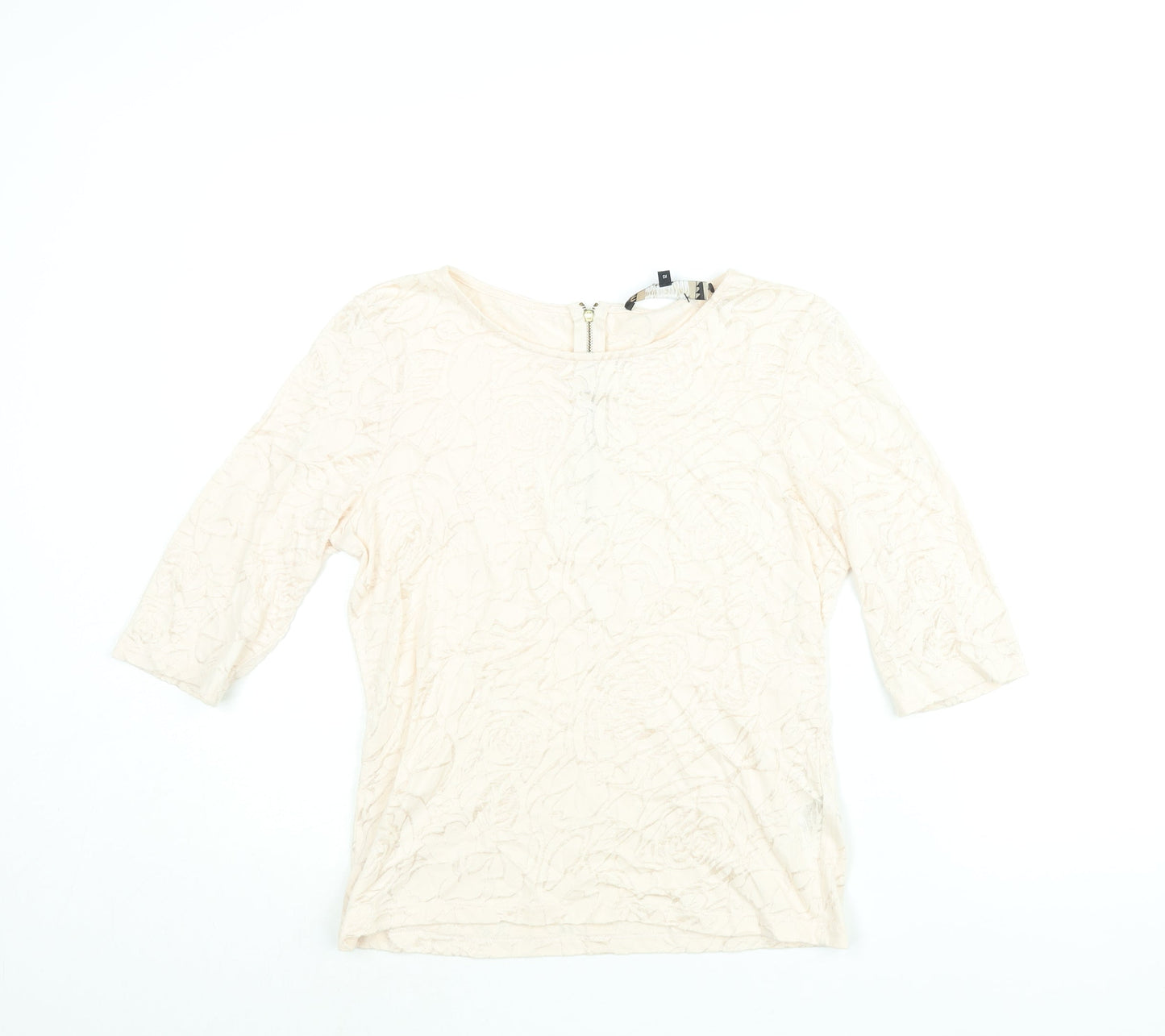 Principles Womens Pink Floral Cotton Basic Blouse Size 12 Round Neck