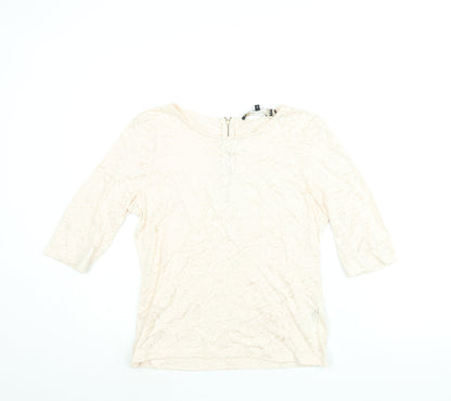 Additional front view of Principles women’s pink floral cotton basic blouse, size UK 12, round neck