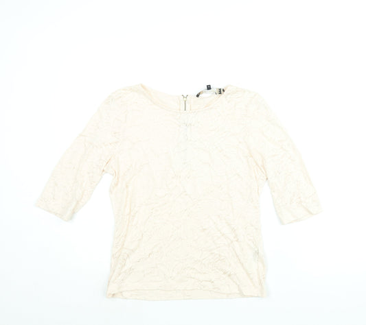 Principles Womens Pink Floral Cotton Basic Blouse Size 12 Round Neck