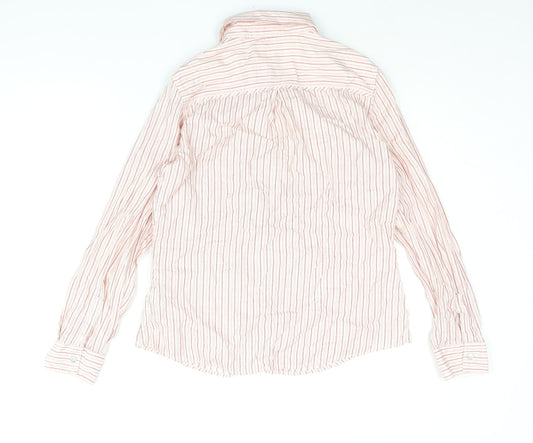 Indigo Womens Red Striped Cotton Basic Button-Up Size 10 Collared