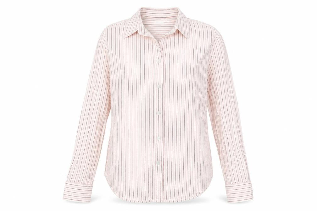 Indigo Womens Red Striped Cotton Basic Button-Up Size 10 Collared