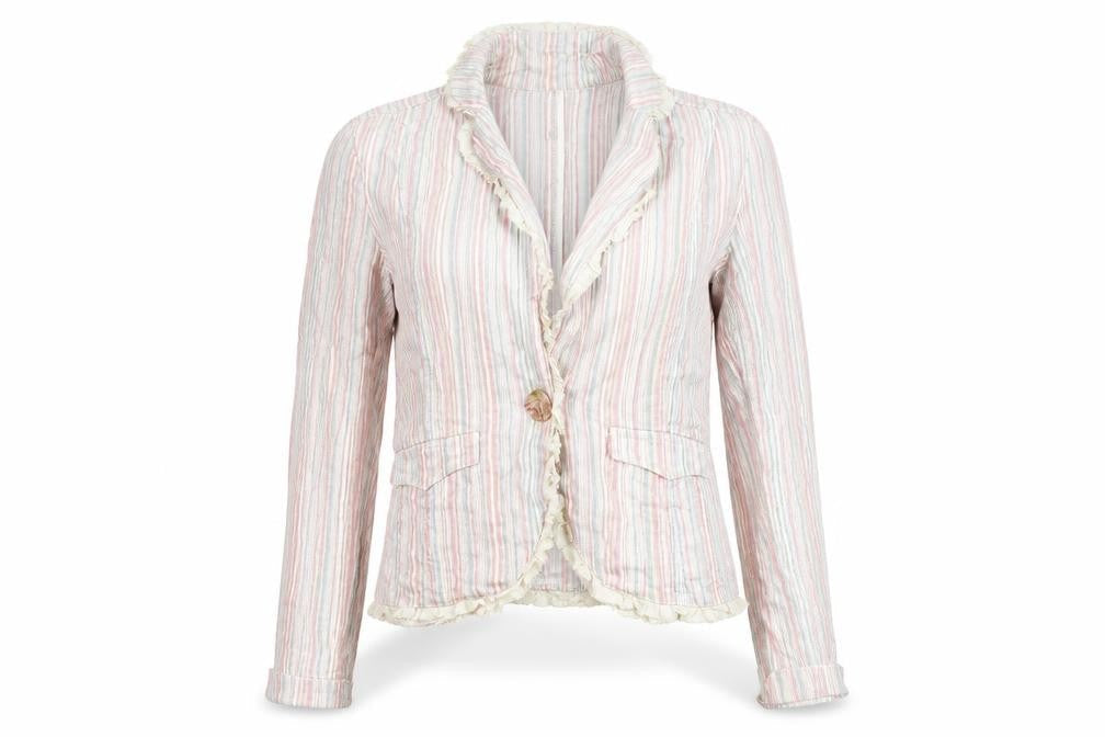 Per Una Womens Multicoloured Striped Jacket Blazer Size 10 Button - Frill