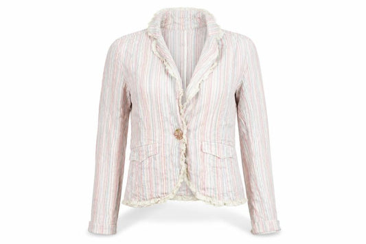 Per Una Womens Multicoloured Striped Jacket Blazer Size 10 Button - Frill