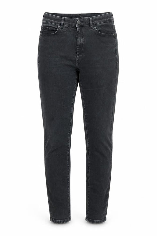 Front view of Autograph women’s black cotton skinny jeans, size UK 14, 30-inch leg regular zip