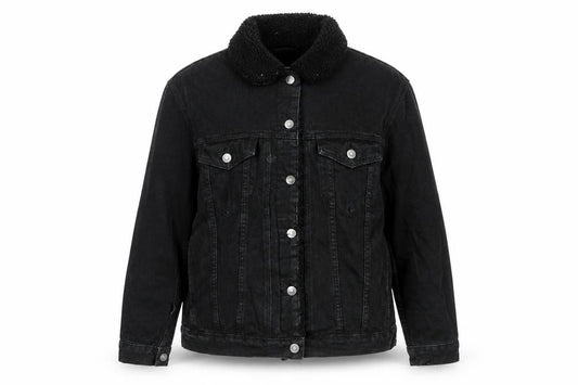 ASOS Womens Black Jacket Size 12 Button - Fleece Lined