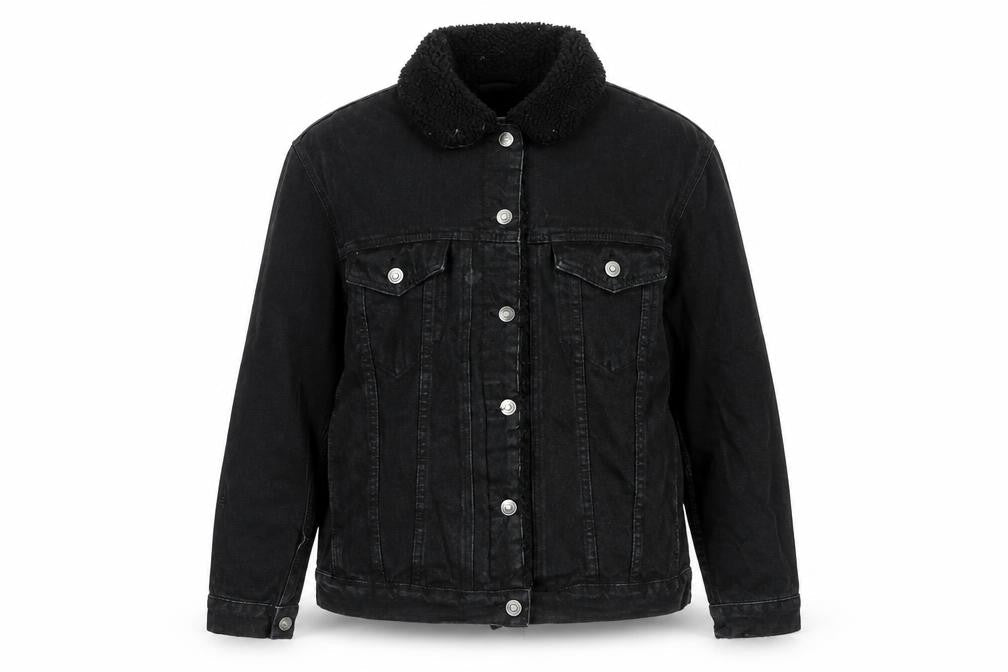 ASOS Womens Black Jacket Size 12 Button - Fleece Lined