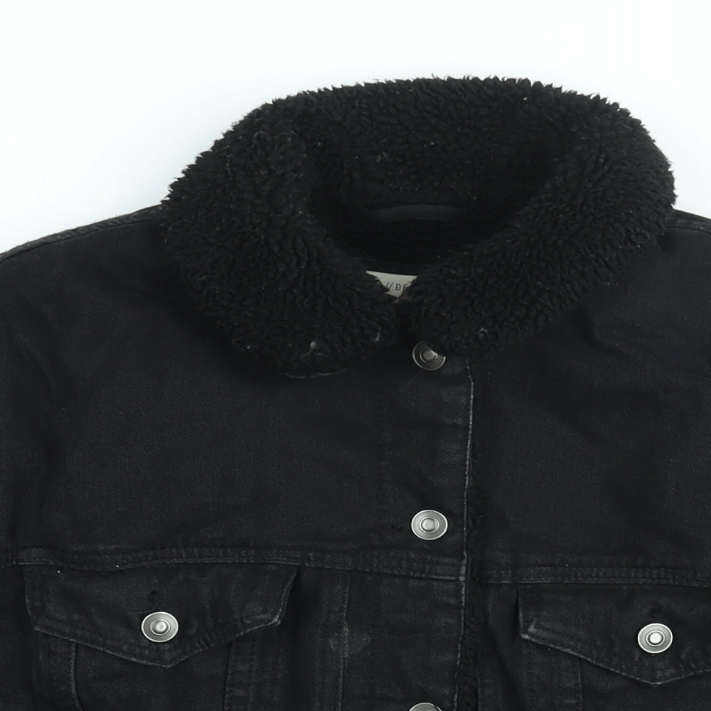 ASOS Womens Black Jacket Size 12 Button - Fleece Lined
