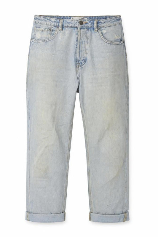 Stradivarius Womens Blue Cotton Straight Jeans Size 14 L22 in Regular Button