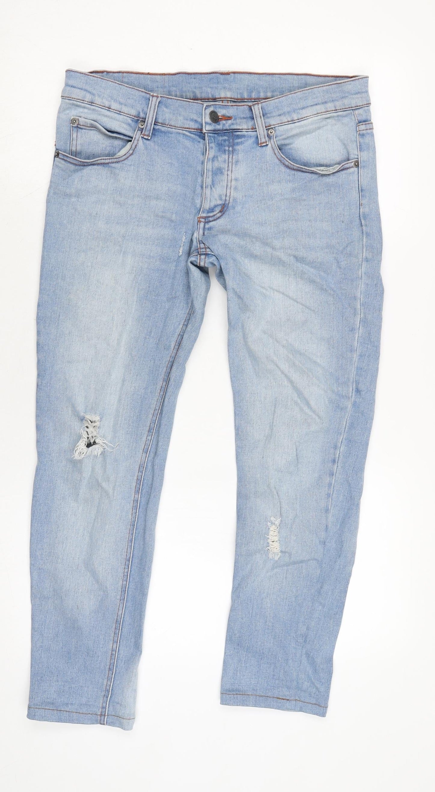 Cheap Monday Mens Blue Cotton Blend Straight Jeans Size 30 in L27 in Regular Zip