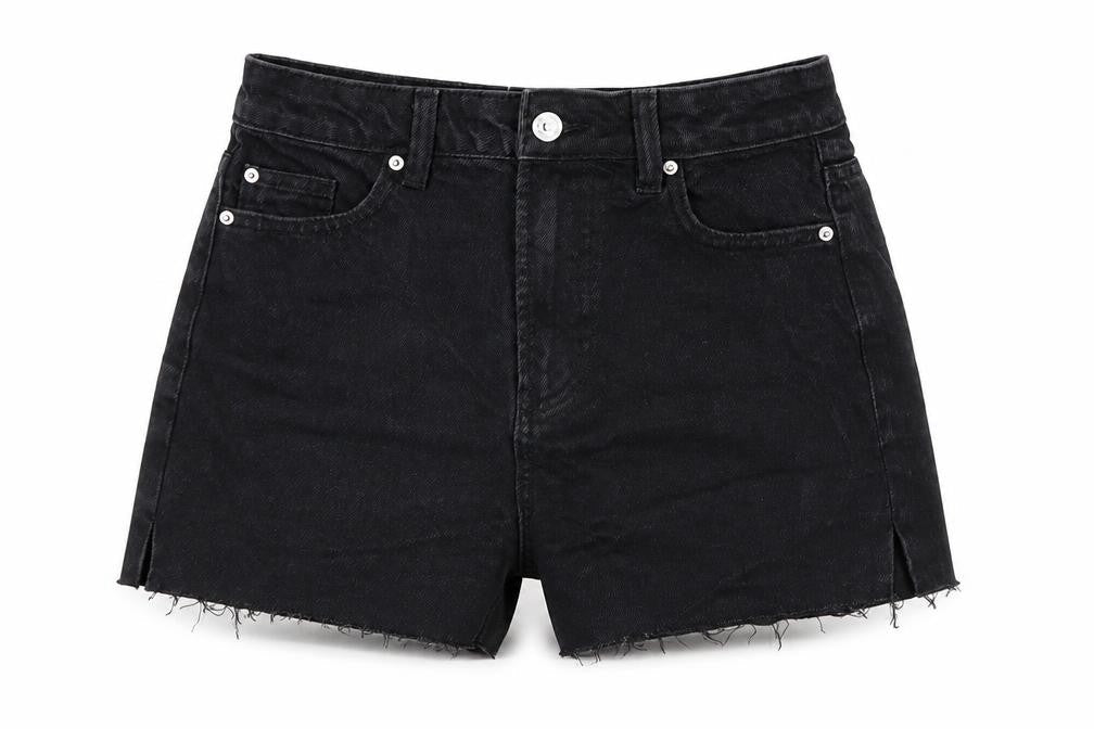 Denim & Co. Womens Grey Houndstooth Cotton Cut-Off Shorts Size 8 Regular Zip