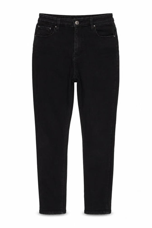 Glassons Womens Black Cotton Blend Tapered Jeans Size 10 L28 in Regular Zip