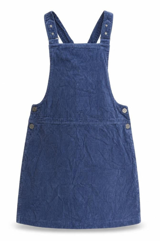 New Look Womens Blue Cotton Pinafore/Dungaree Dress Size 10 Square Neck Snap