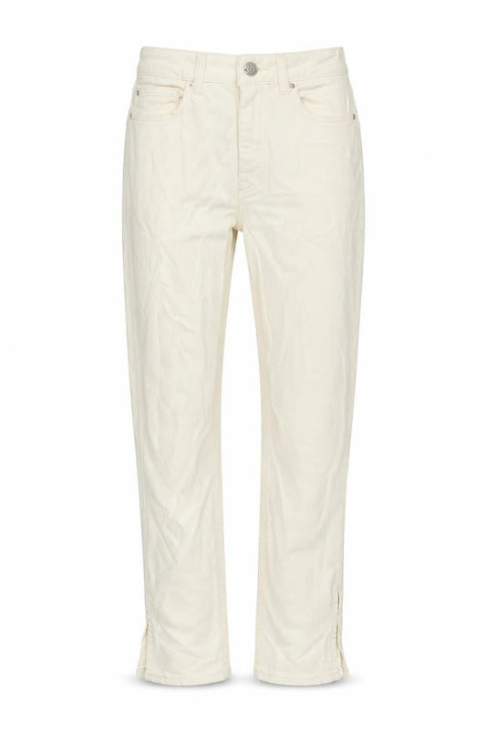 Denim & Co. Womens Ivory Cotton Blend Straight Jeans Size 8 L30 in Regular Zip - Vented at bottom.