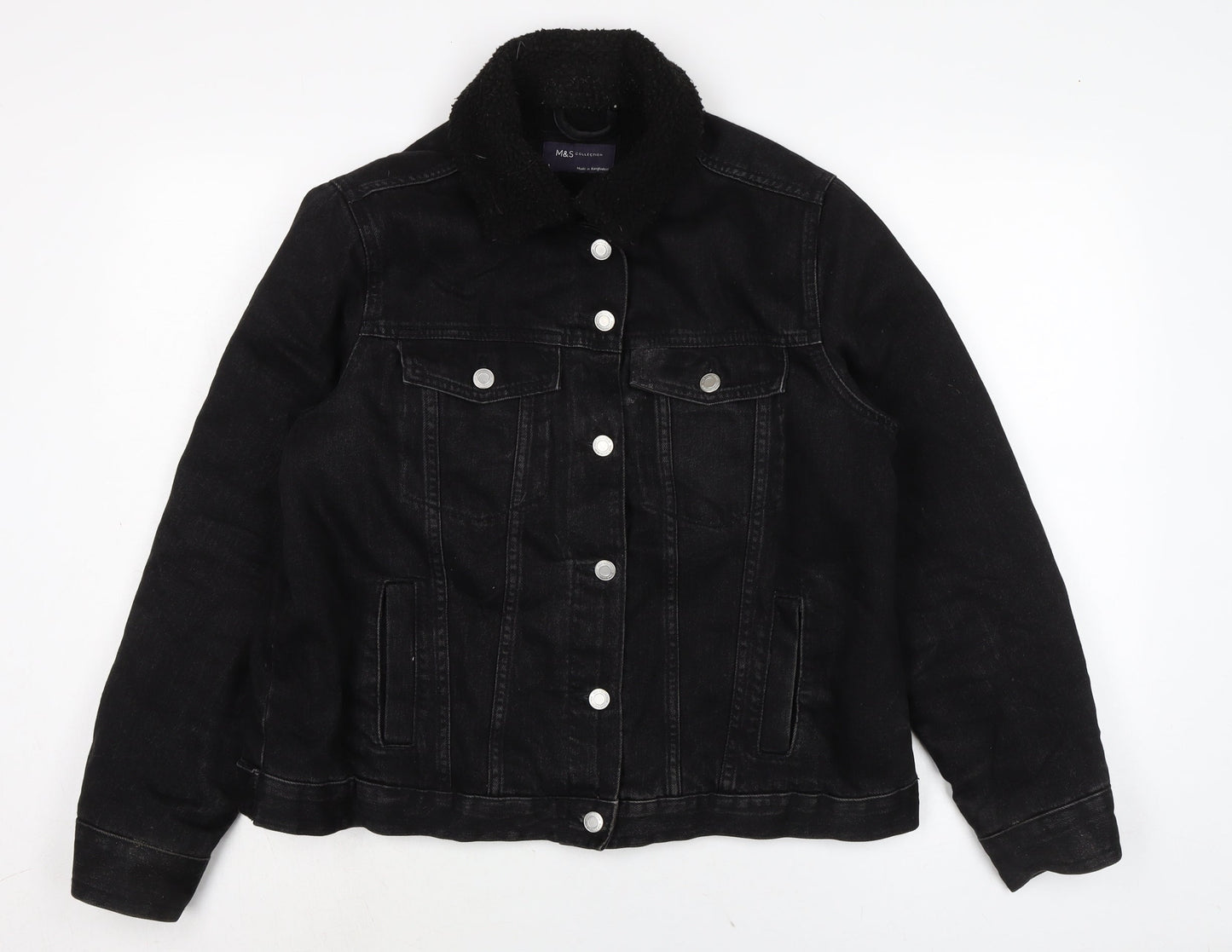 Marks and Spencer Womens Grey Biker Jacket Size 14 Button