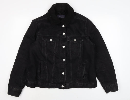 Marks and Spencer Womens Grey Biker Jacket Size 14 Button