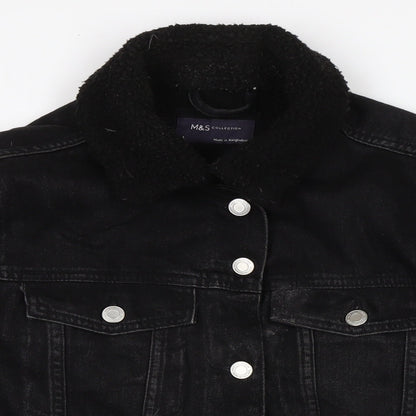 Marks & Spencer Womens Grey Biker Jacket Size 14 Button