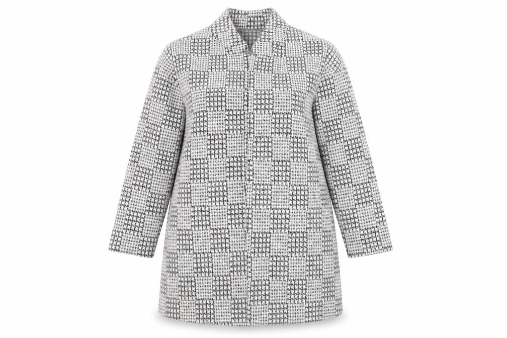 Marks & Spencer Womens Grey Geometric Overcoat Coat Size 18 - Open