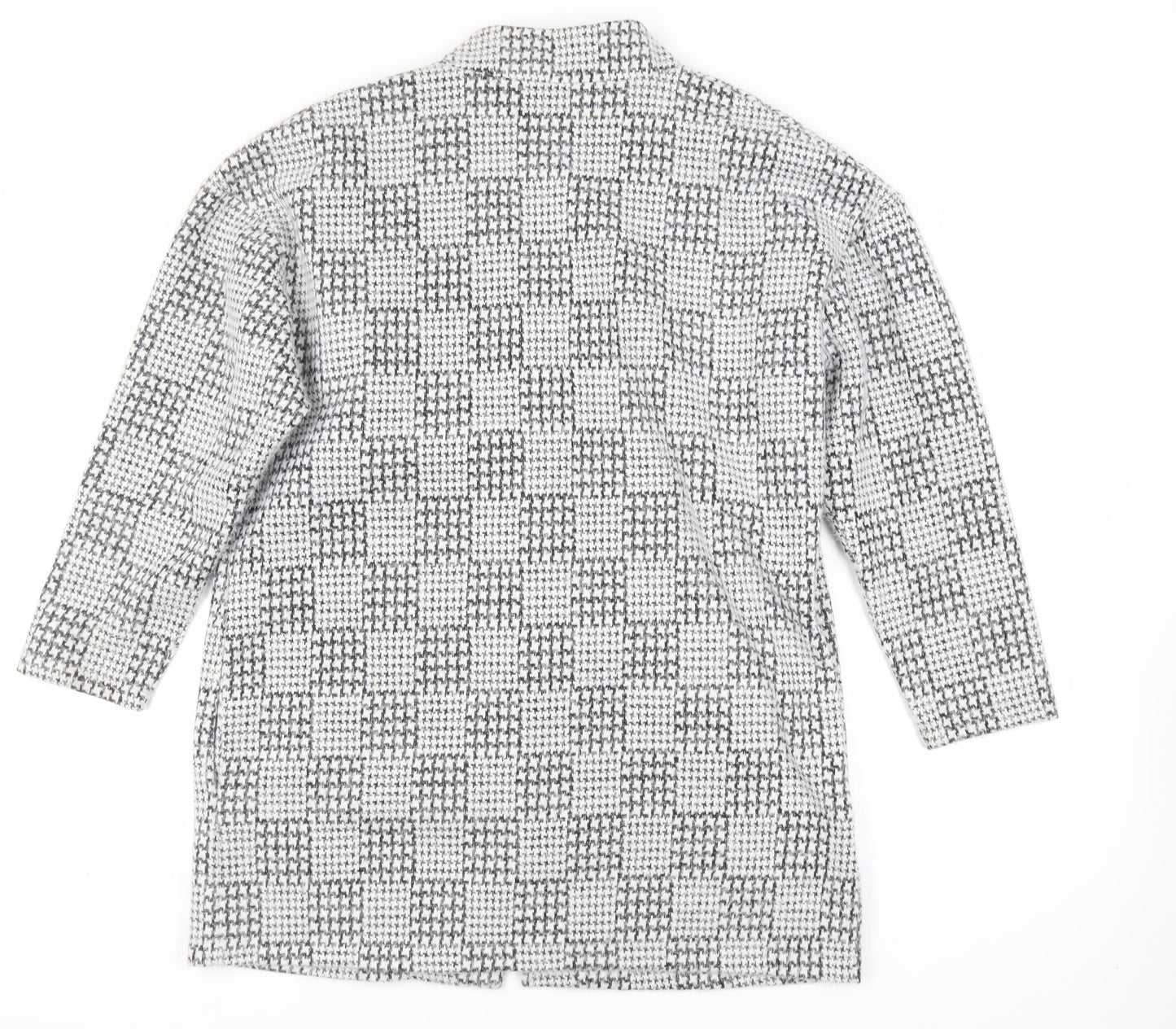 Marks and Spencer Womens Grey Geometric Overcoat Coat Size 18 - Open