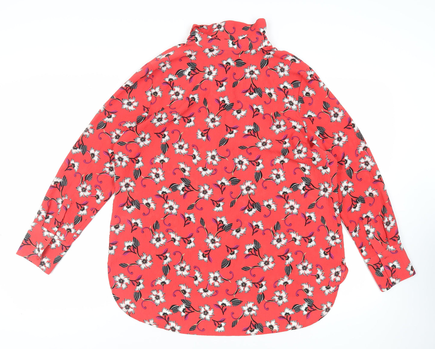 NEXT Womens Red Floral Polyester Basic Button-Up Size 18 Collared
