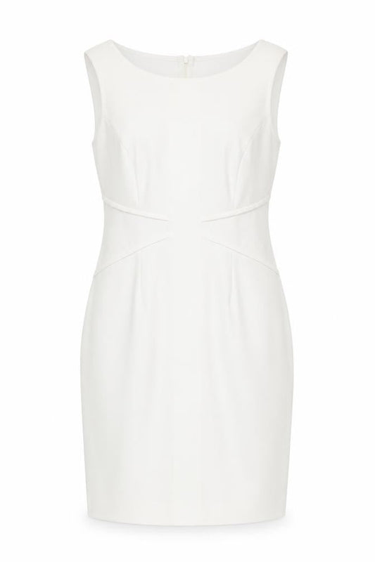 Connected Apparel Womens White Polyester Pencil Dress Size 8 Boat Neck Zip