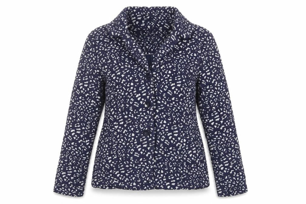 Per Una Womens Blue Geometric Jacket Blazer Size 16 Button - Textured