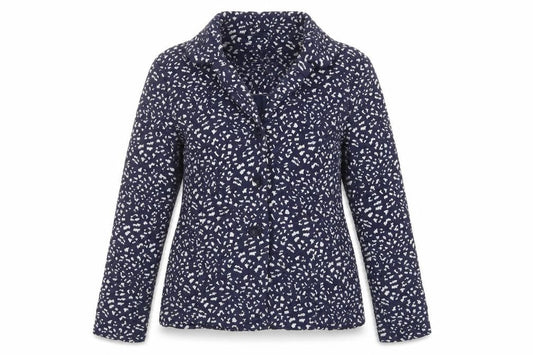 Per Una Womens Blue Geometric Jacket Blazer Size 16 Button - Textured