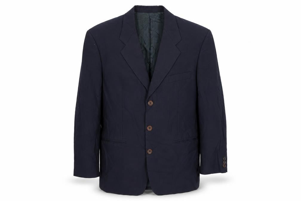 St Michael Mens Blue Wool Jacket Suit Jacket Size 38 Regular - Vintage