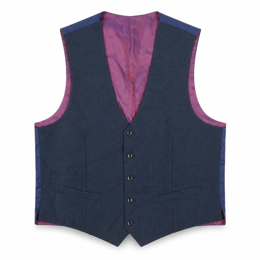 Daniel Grahame Mens Blue Geometric Polyester Jacket Suit Waistcoat Size 44 Regular