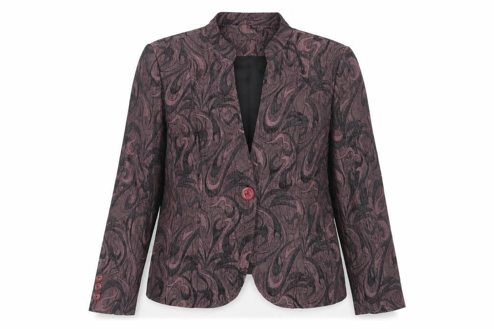 nassC Womens Purple Geometric Jacket Blazer Size 18 Button