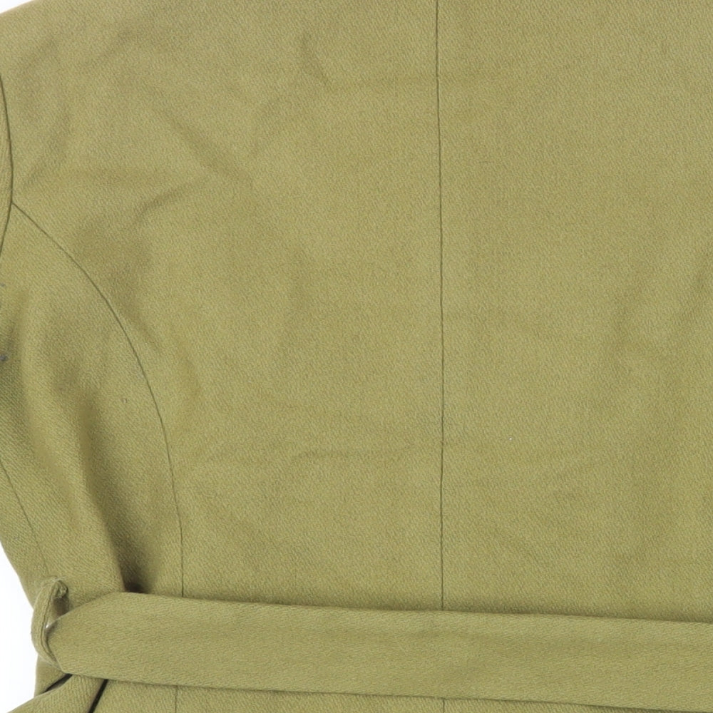Topshop Womens Green Pea Coat Coat Size 12 Button - Belted