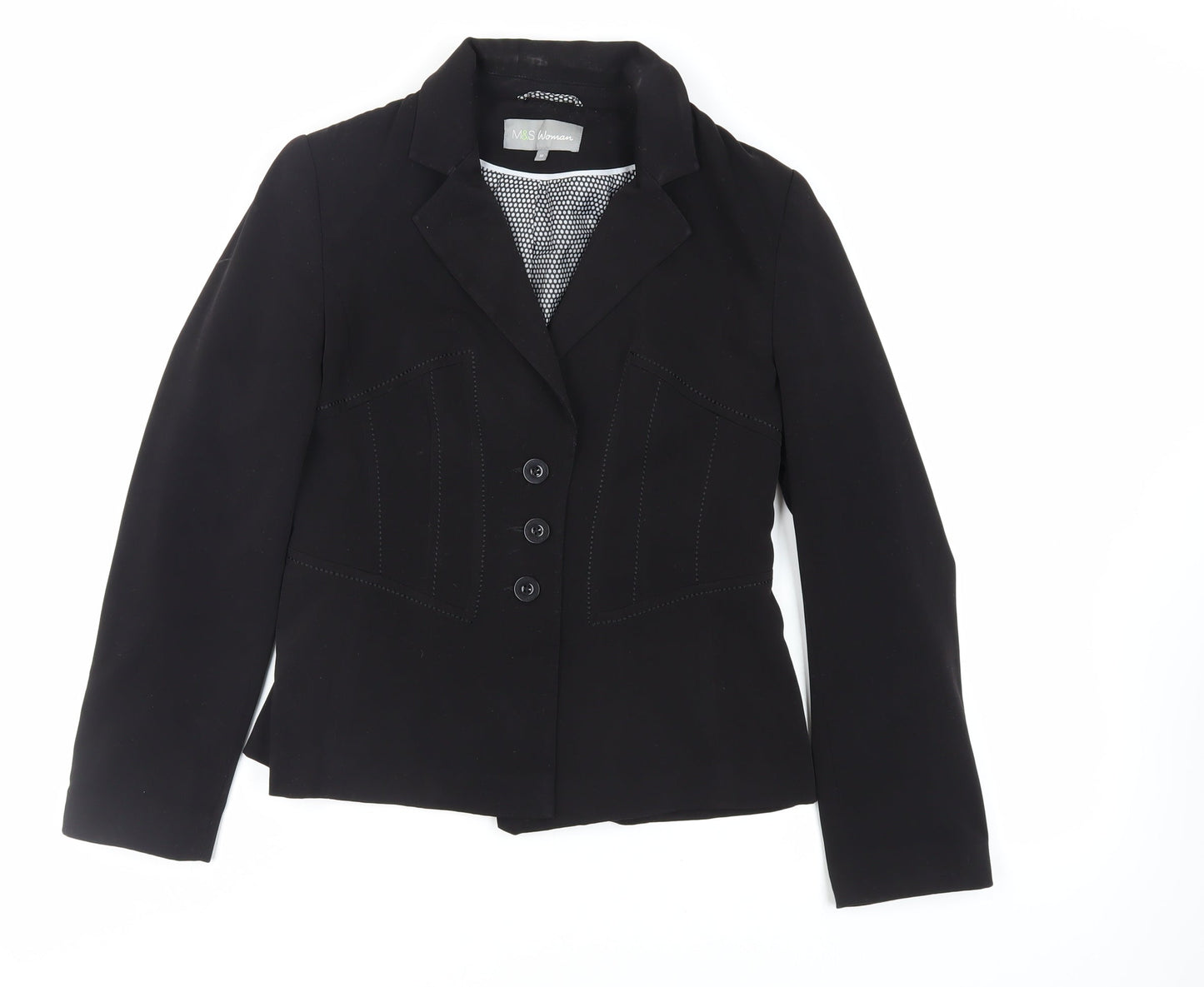 Marks and Spencer Womens Black Jacket Blazer Size 10 Button
