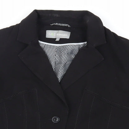 Marks & Spencer Womens Black Jacket Blazer Size 10 Button