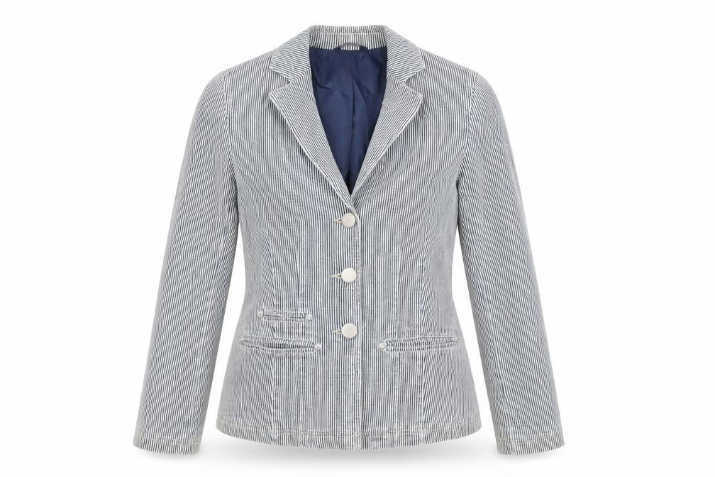 Marks and Spencer Womens Blue Striped Jacket Blazer Size 8 Button