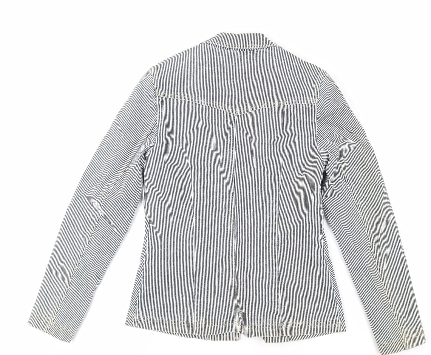 Marks and Spencer Womens Blue Striped Jacket Blazer Size 8 Button