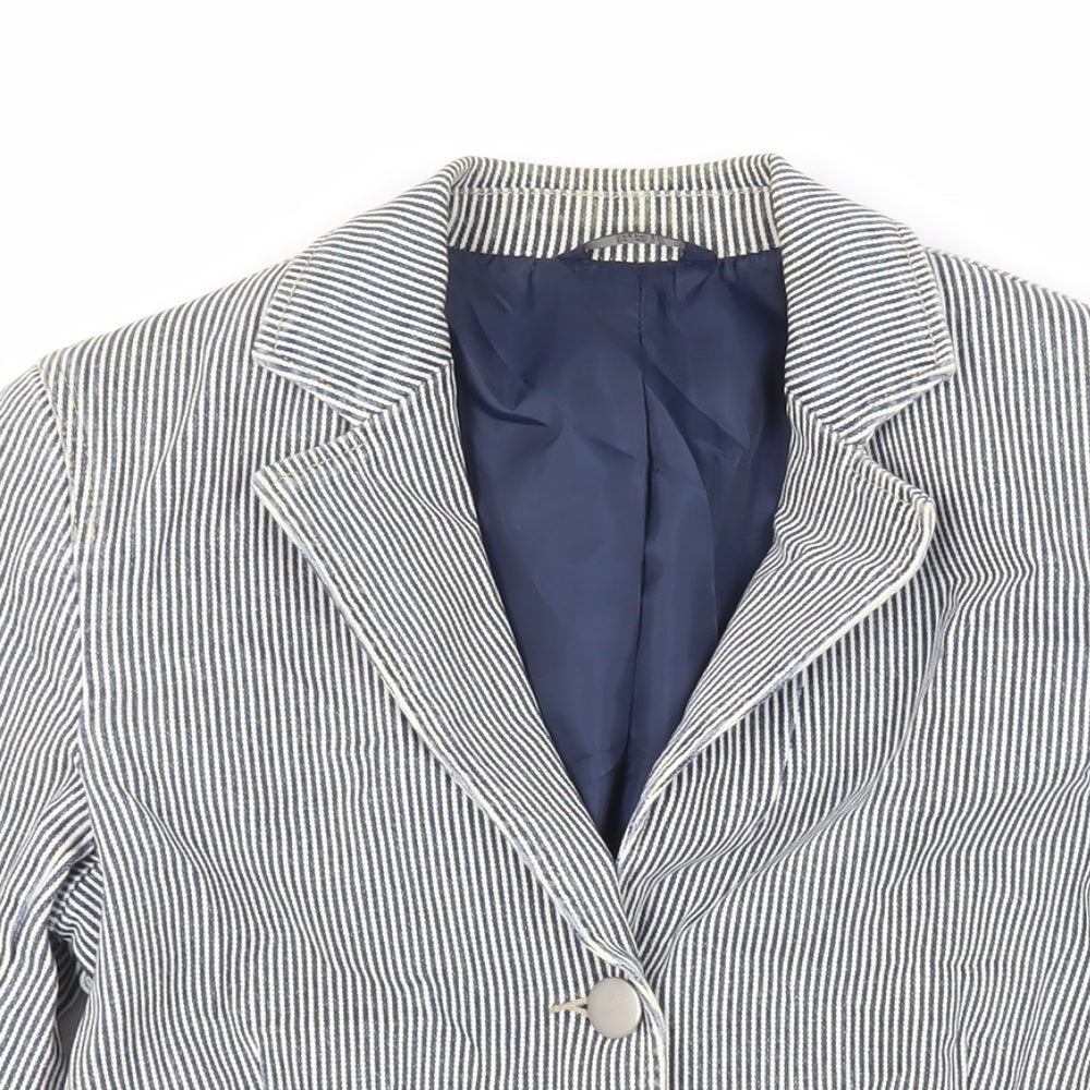 Marks and Spencer Womens Blue Striped Jacket Blazer Size 8 Button