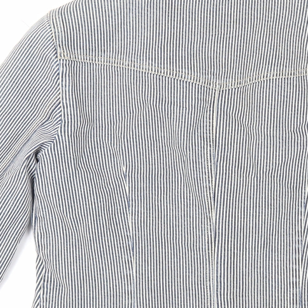 Marks and Spencer Womens Blue Striped Jacket Blazer Size 8 Button