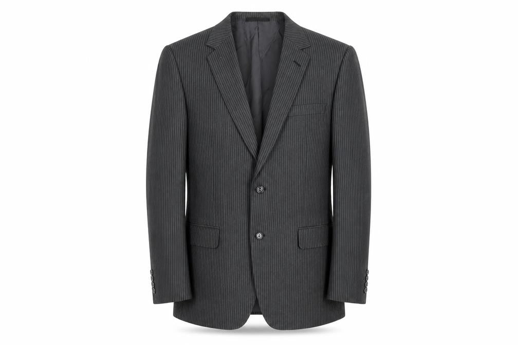 St Michael Mens Grey Striped Polyester Jacket Suit Jacket Size 40 Regular - Vintage