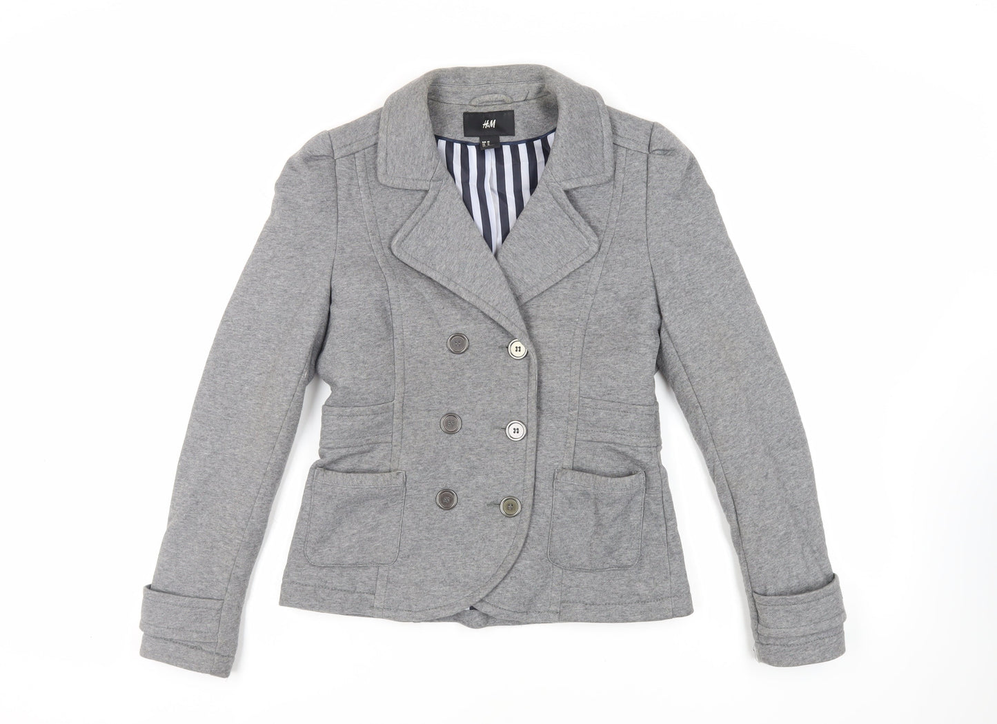 H&M Womens Grey Jacket Blazer Size 12 Button
