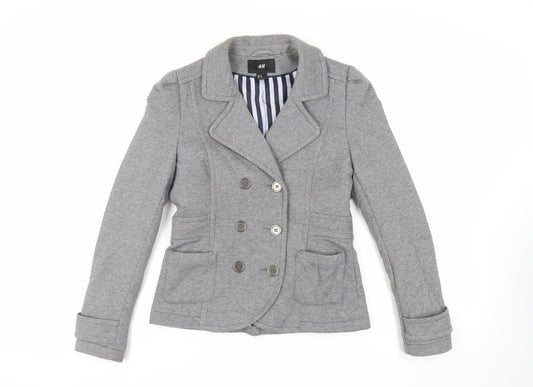 H&M Womens Grey Jacket Blazer Size 12 Button